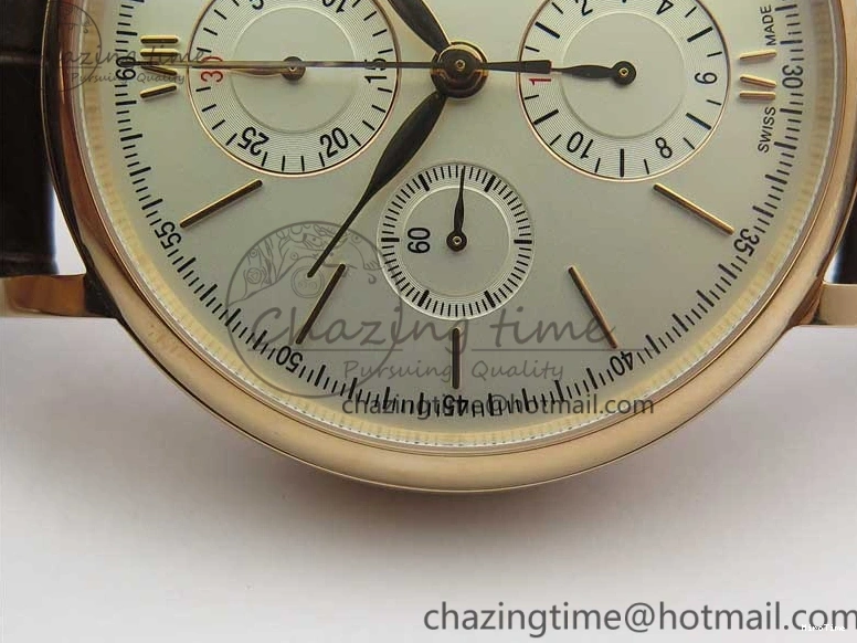 MIROTIME 0102 Efficient Portofino Chrono RG ZF 1:1 Best Edition White Dial on Brown Leather Strap A 7151